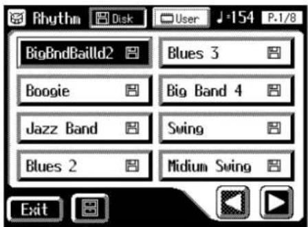 Rhythm Disk User J-154 P.1/8 BigBndBailld2 Blues 3 Boogie Big Band 4 Jazz Band Swing Blues 2 Medium Swing Exit
