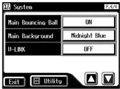 System P.4/4 Main Bouncing Ball ON Main Background Midnight Blue U-LINK OFF Exit Utility