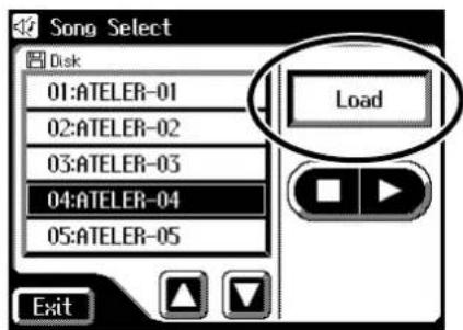 Song Select Disk 01:ATELER-01 02:ATELER-02 03:ATELER-03 04:ATELER-04 05:ATELER-05 Load Exit