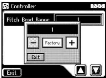 Controller P.3/3 Pitch Bend Range 1 1 — Factory + Exit Exit