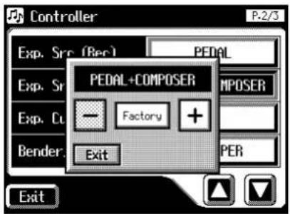 Controller P-2/3 Exp. Src (Rec) PEDAL Exp. Sr PEDAL+COMPOSER MPOSER — Factory + Bender. Exit PER Exit