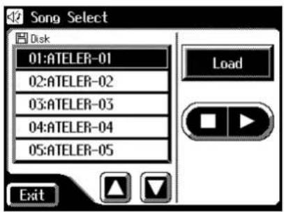 Song Select Disk 01:ATELER-01 02:ATELER-02 03:ATELER-03 04:ATELER-04 05:ATELER-05 Load Exit