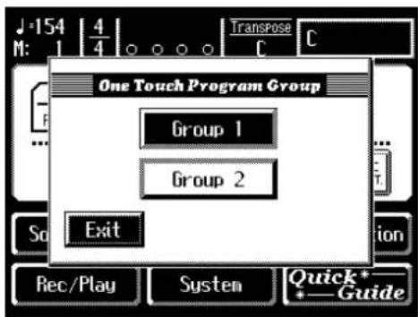 J-154 | 4 M: 1 4 ○ ○ ○ ○ Transpose C C One Touch Program Group Group 1 Group 2 Exit Rec/Play System Quick*_ * Guide