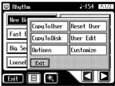Rhythm New Big CopyToUser Reset User Fast B CopyToDisk User Edit Big Se Options Customize LooseB Exit Exit