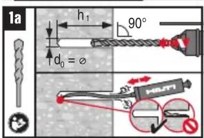 1a h₁ 90° d₀ = ø 20° 30°