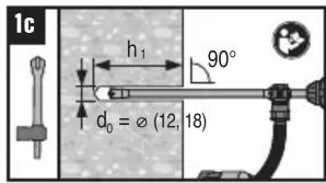 1c h₁ 90° d₀ = ø (12, 18)