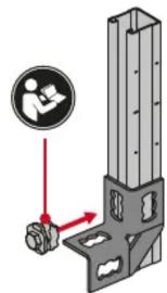 Diagram showing a mechanical assembly with a magnified view of a person using a tool, labeled with red arrows indicating direction.