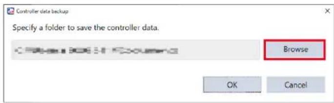 Controller data backup Specify a folder to save the controller data. Browse OK Cancel