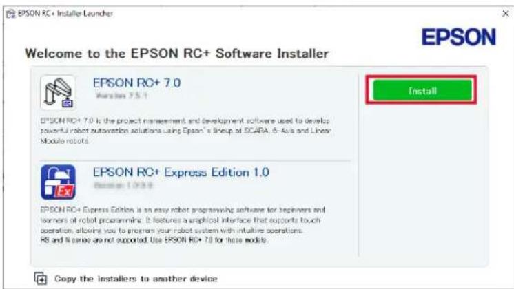 Welcome to the EPSON RC+ Software Installer EPSON RC+ 7.0 Version 7.5.1 EPSON RC+ 7.0 is the project management and development software used to develop powerful robot automation solutions using Epson's lineup of SCAPA, 6-Axis and Linear Module robots. EPSON RC+ Express Edition 1.0 Version 1939 EPSON RC+ Express Edition is an easy robot programming software for beginners and learners of robot programming. It features a graphical interface that supports touch operation, allowing you to prompt your robot system with intuitive operations. RS and N series are not supported. Use EPSON RC+ 7.0 for these models. Copy the installers to another device