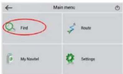 Main menu Find Route My Navitel Settings