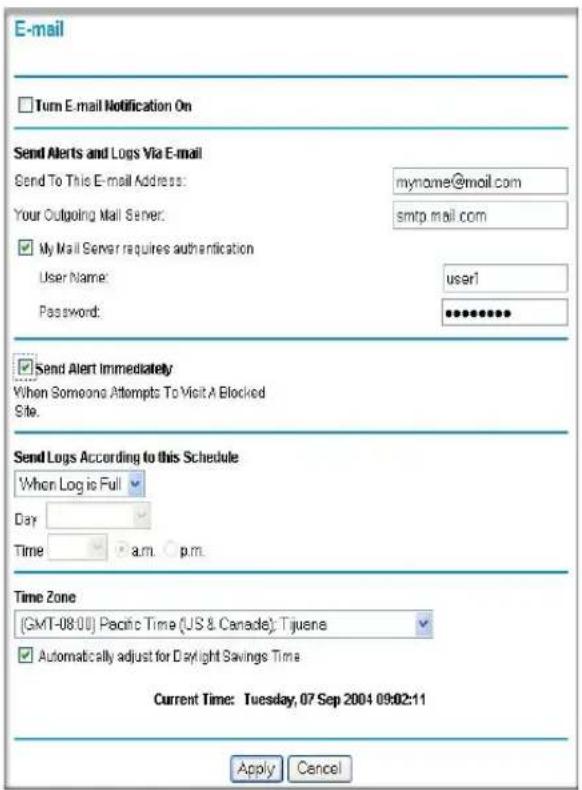 NETGEAR WGXB102 - Router Mode E-Mail Alert and Web Access Log Notifications - 1