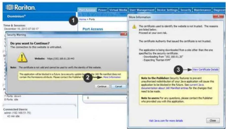 Raritan Dominion KX III DKX3-864 - Example 1: Import the Certificate into the Browser - 1