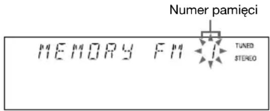 Numer pamięci MEMORY FM TUNED STEREO