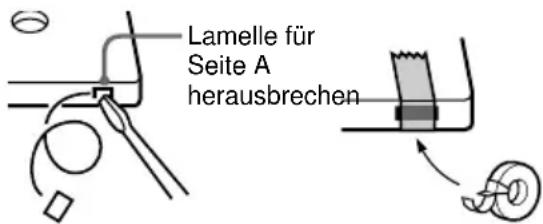 Lamelle für Seite A herausbrechen