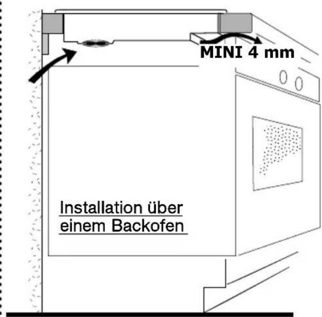 MINI 4 mm Installation über einem Backofen