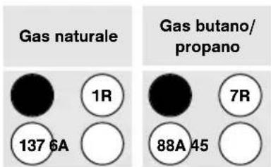 Gas naturale 1R 137 6A Gas butano/ propano 7R 88A 45