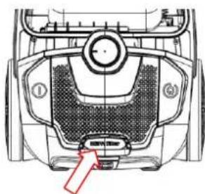 Technical diagram of a vehicle's rear intake with labeled components and a red arrow pointing to the intake area.