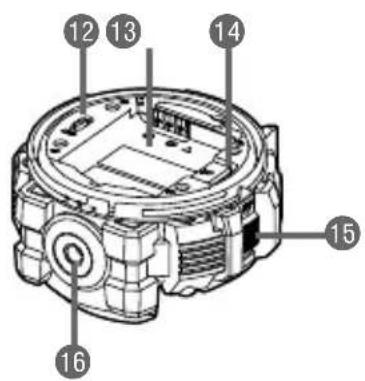 Technical diagram of a mechanical device with numbered components labeled 12 through 16