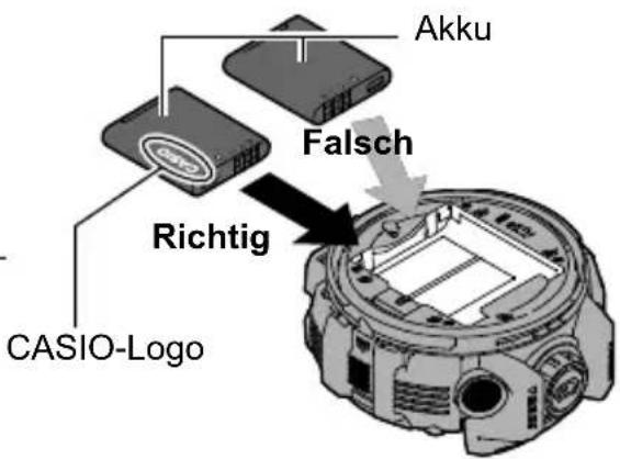 Akku Falsch Richtig CASIO-Logo