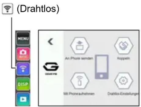 (Drahtlos) MENU An Phone senden Koppeln DISP Drachtlos Mit Phone aufnehmen Drachtlos-Einstellungen