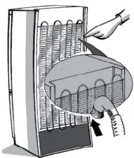 Illustration of a hand using a tool to adjust or install a device into a rack (no text or symbols visible)