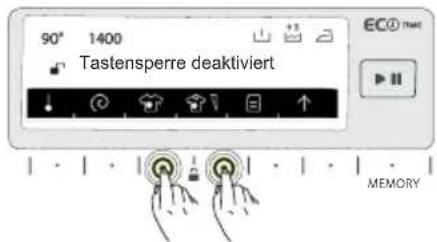 90° 1400 Tastensperre deaktiviert ECO THAT MEMORY