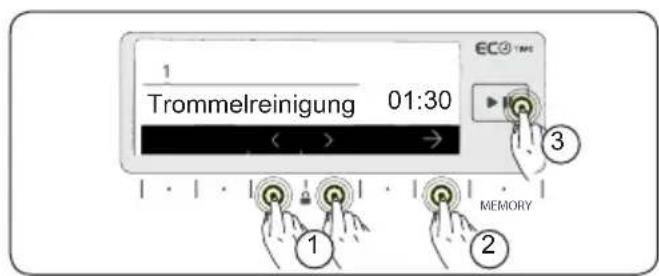 1 Trommelreinigung 01:30 ECO TIME 3 MEMORY 1 2