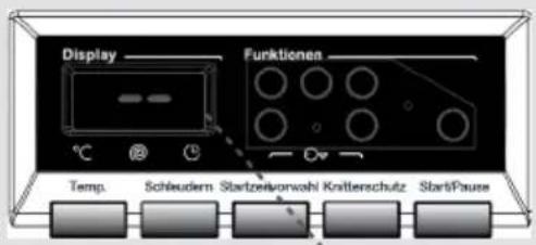 Display Funktionen Temp. Schleudern Startzeitvorwahl Knitterschutz StartPause