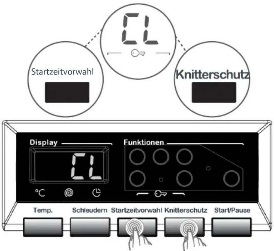 Startzeitvorwahl Knitterschutz Display Funktionen Temp. Schleudern Startzeitvorwahl Knitterschutz Start/Pause