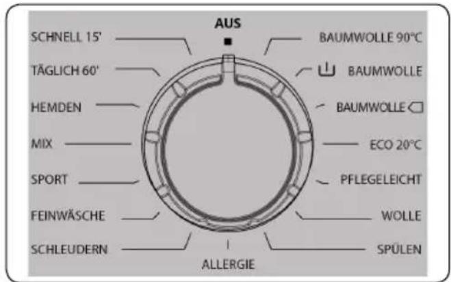 AUS SCHNELL 15' TÄGLICH 60' HEMDEN MIX SPORT FEINWÄSCHE SCHLEUDERN ALLERGIE BAUMWOLLE 90°C BAUMWOLLE BAUMWOLLE ECO 20°C PFLEGELEICHT WOLLE SPÜLEN