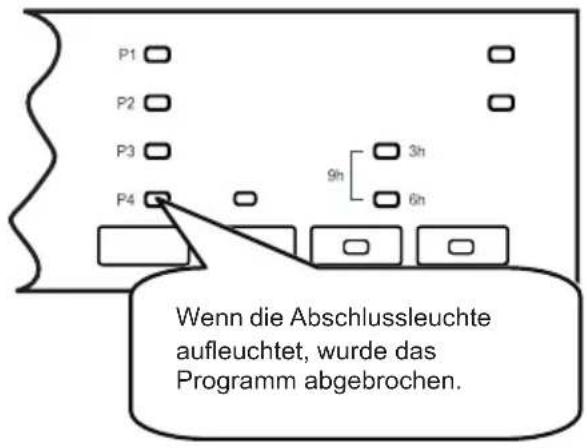 P1 P2 P3 P4 9h 3h 6h Wenn die Abschlussleuchte aufleuchtet, wurde das Programm abgebrochen.