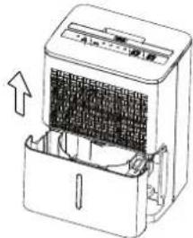 Diagram of a portable air conditioner unit with airflow direction indicated by an arrow