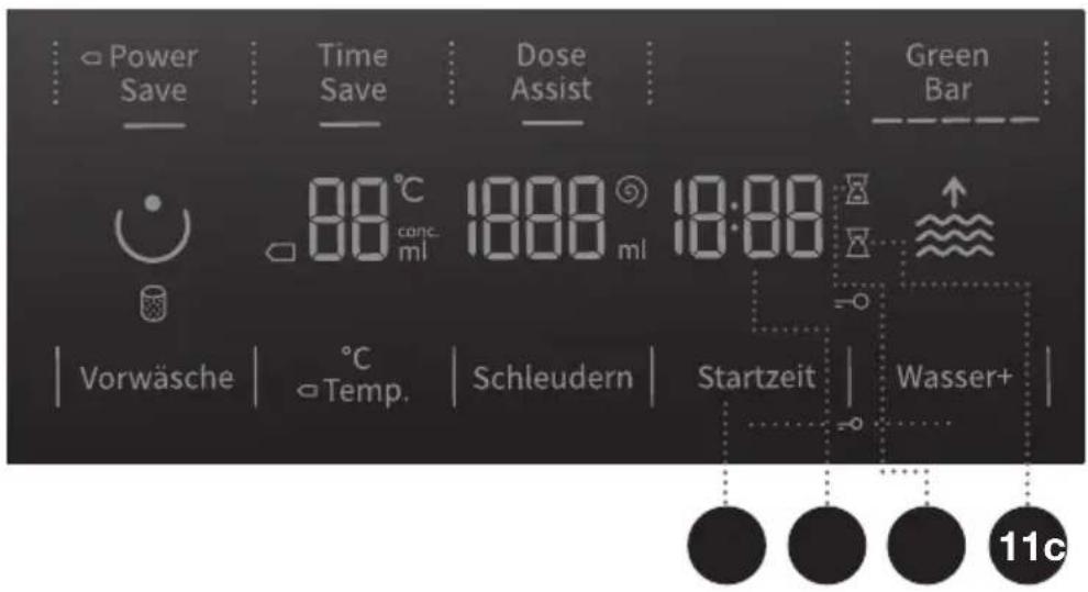 Power Save Time Save Dose Assist Green Bar 80°C conc. ml 18:00 ml 18:00 Vorwäsche °C Temp. Schleudern Startzeit Wasser+ 11c
