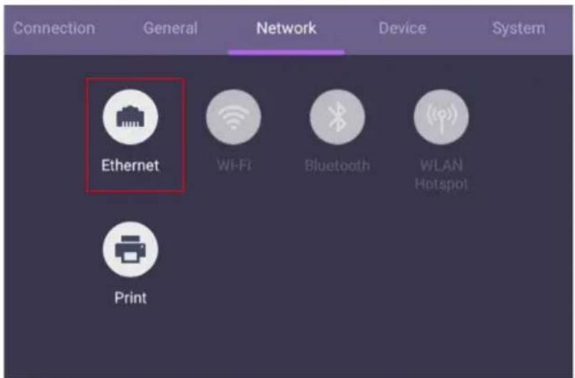 Connection General Network Device System Ethernet Wi-Fi Bluetooth WLAN Hotspot Print