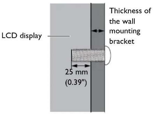 LCD display Thickness of the wall mounting bracket 25 mm (0.39")