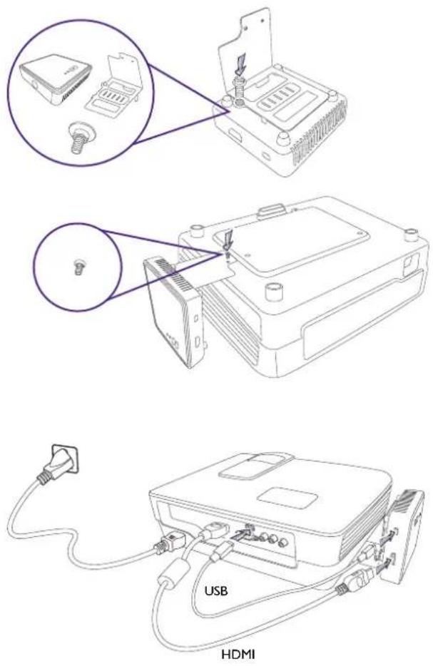 BENQ WDP01 - Attaching receiver (Rx) to your BenQ projector with mounting holder-A - 1