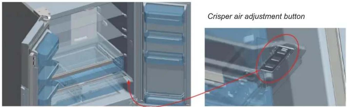 Crisper air adjustment button