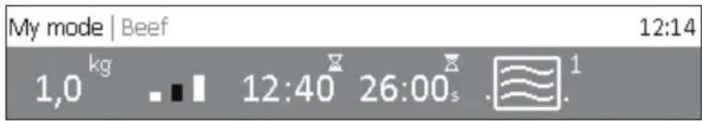 My mode | Beef 12:14 1,0 kg 12:40 26:00s 1