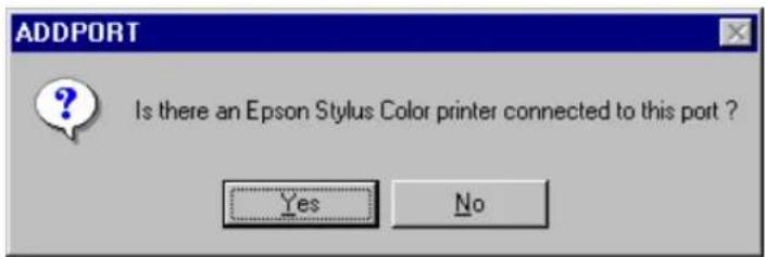 Is there an Epson Stylus Color printer connected to this port ? Yes No