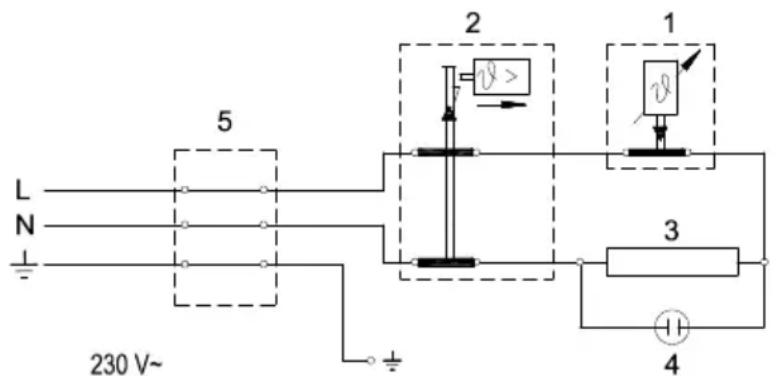 L N - 5 2 1 v> 3 4 230 V~