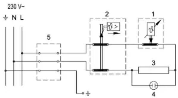 230 V~ ± N L 5 2 1 v> 3 4