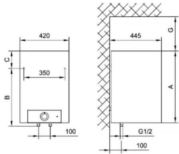 420 C 350 B 100 445 G A G1/2 100