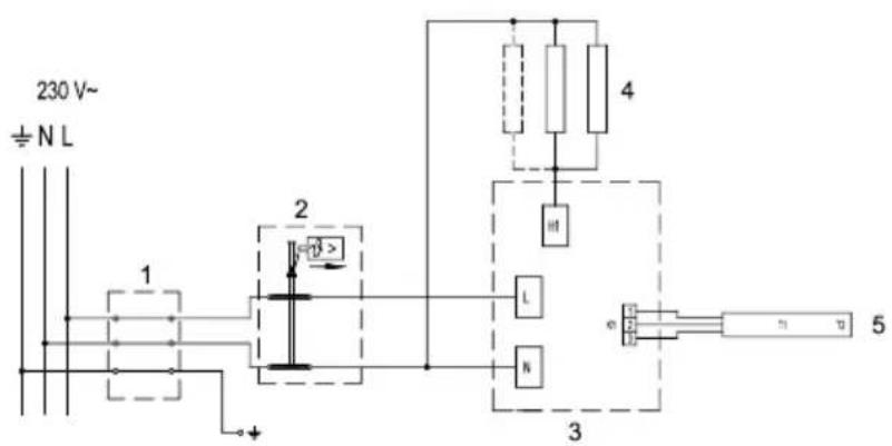 230 V~ ± N L 1 2 3 4 L N 5