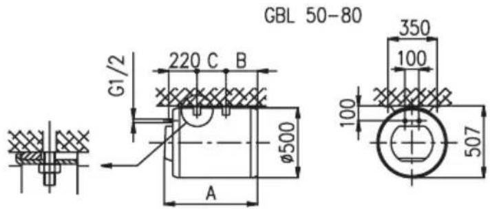 GBL 50-80 G1/2 220 C B Ø500 A 350 100 100 507