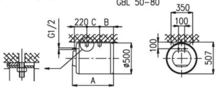 GBL 50-80 G1/2 220 C B Ø500 A 350 100 100 507