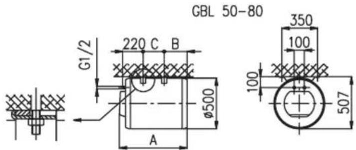 GBL 50-80 G1/2 220 C B Ø500 A 350 100 100 507