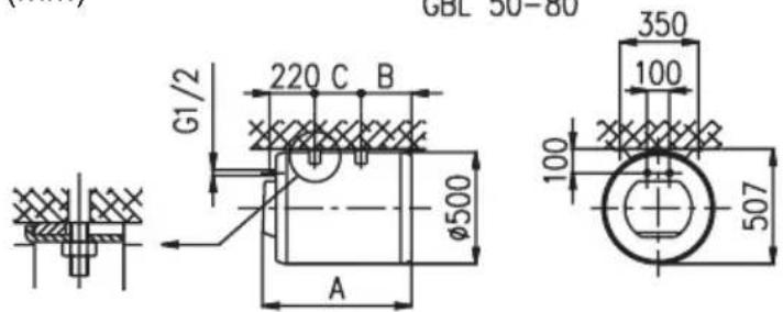 GBL 30-80 G1/2 220 C B Ø500 A 350 100 100 507