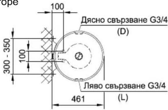 100 Дясно свързване G3/4 (D) 300 - 350 100 Ляво свързване G3/4 461 (L)