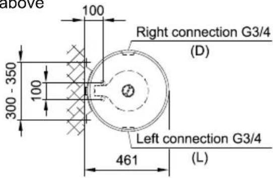 above 100 Right connection G3/4 (D) 300 - 350 100 Left connection G3/4 461 (L)