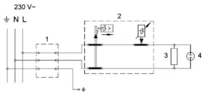 230 V~ ± N L 1 2 7 v> v 3 4